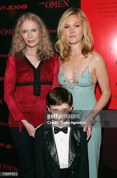 Actors Mia Farrow, Julia Stiles and Seamus Davey Fitzpatrick arrive at a screening of "The Omen" presented by the Cinema Society and DKNY Jeans at...
