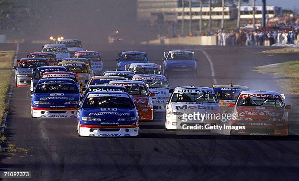 General View of the start of the Peter Brock Classic held at Calder Park Raceway 1995, in Melbourne, Australia.