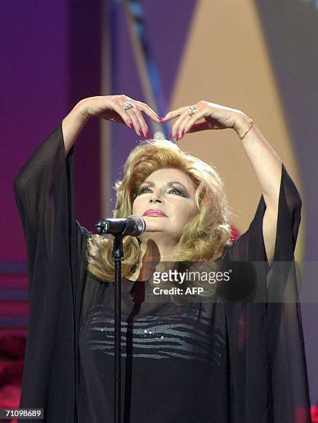 Photo taken in March 2001of Spanish singer Rocio Jurado performing during a programme on Spanish television. Jurado, one of Spain's most beloved...