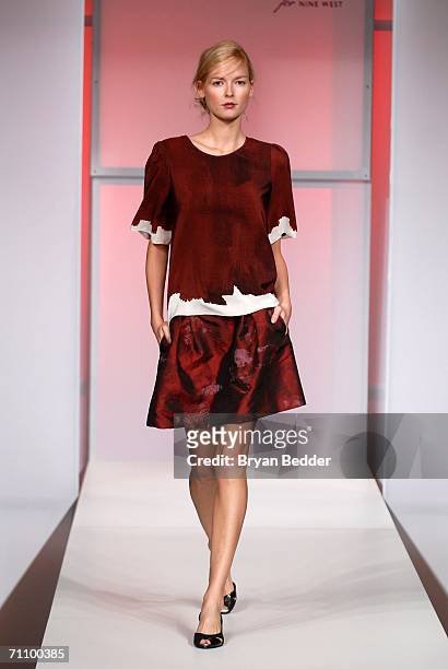 Model walks the runway wearing Thakoon at the Nine West Project Front Row fashion show May 31, 2006 in New York City.