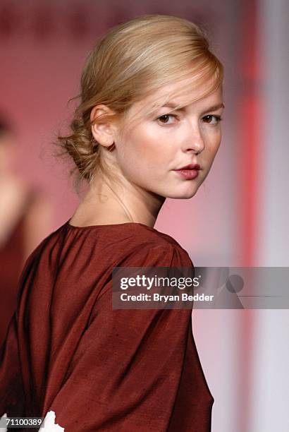 Model walks the runway wearing Thakoon at the Nine West Project Front Row fashion show May 31, 2006 in New York City.