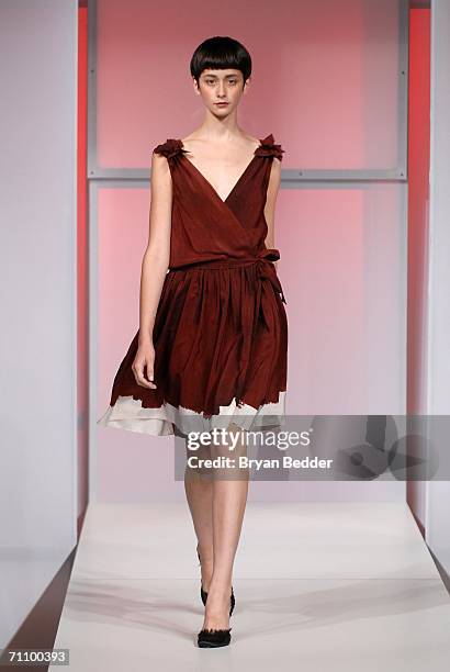 Model walks the runway wearing Thakoon at the Nine West Project Front Row fashion show May 31, 2006 in New York City.