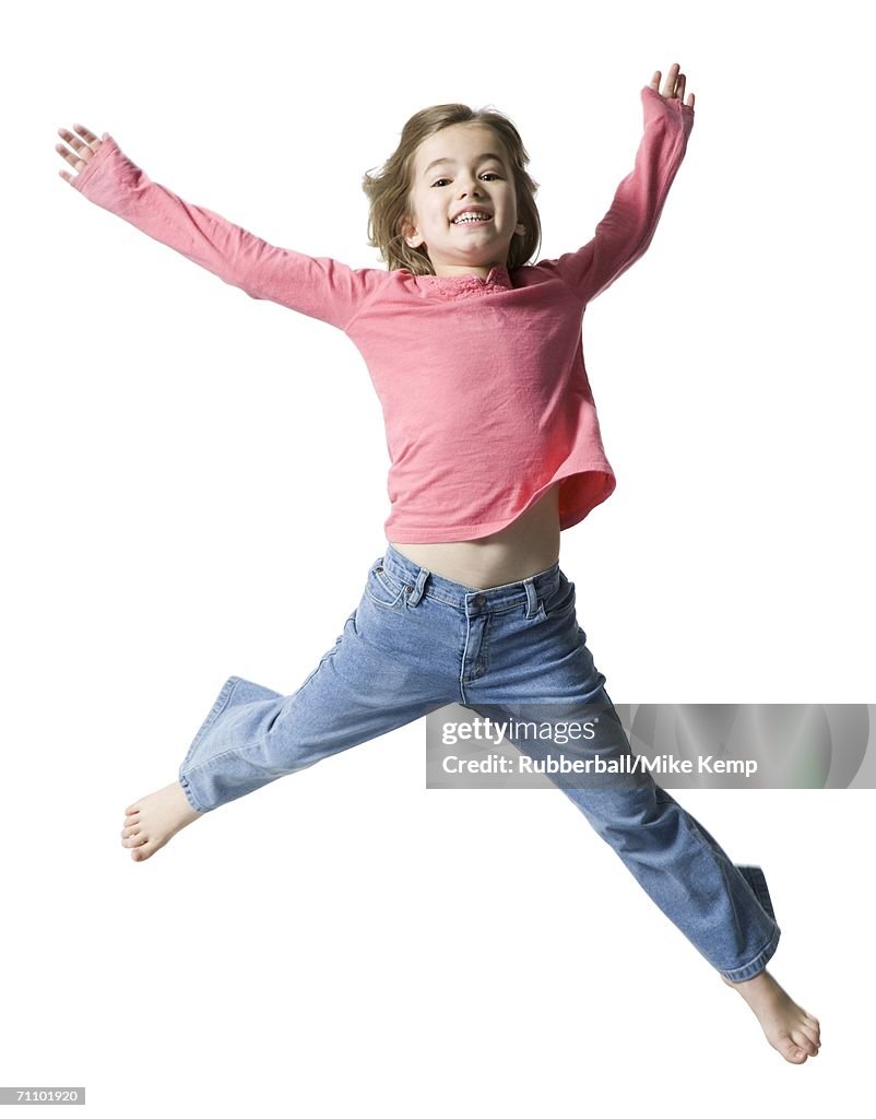 Portrait of a girl jumping