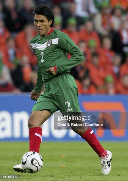 Claudio Suarez of Mexico in action during the International friendly match between Netherlands and Mexico at the Philips Stadion on June 1, 2006 in...