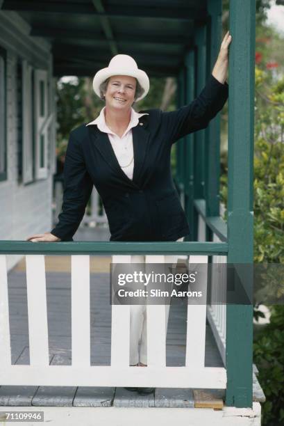 Penny Turtle, coordinator for Boat Harbour Marina, in Marsh Harbour on Great Abaco Island in the Bahamas, March 1986.