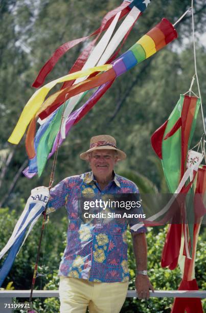 Republican politician L. Montgomery Shepard of Michigan visits the Abaco Islands in the Bahamas, March 1986. He has owned a house in the islands'...