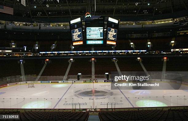 General interior view of the GM Place Arena taken on March 28, 2006 in Vancouver, British Columbia.