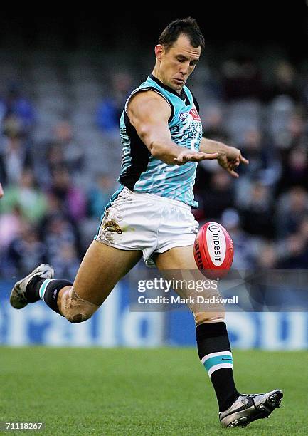 Warren Tredrea of the Power kicks down field during the round 10 AFL match between the Carlton Blues and the Port Adelaide Power at the Telstra Dome...