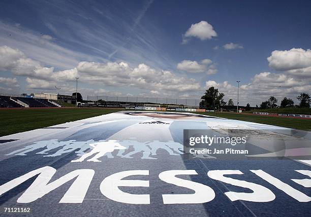 By 15 metre big poster of Lionel Messi of Argentina is diplayed at the World of Sports Stadium on June 4, 2006 in Herzogenaurach, Germany