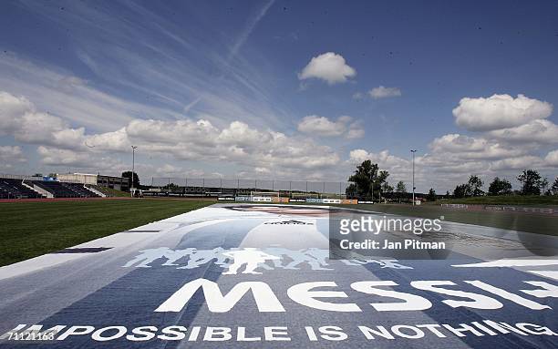 By 15 metre poster of Lionel Messi of Argentina is diplayed at the World of Sports Stadium on June 4, 2006 in Herzogenaurach, Germany