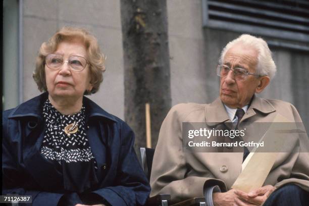 Austrian citizen Miep Gies and her husband, Dutch citizen Jan Gies attend an award ceremony where they were honored with the Anti-Defamation League's...