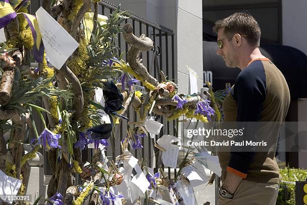 Gary Virginia of San Francisco who has full blown AIDS since 1995 looks at an AIDS memorial wall in the Castro district on June 5, 2006 in San...