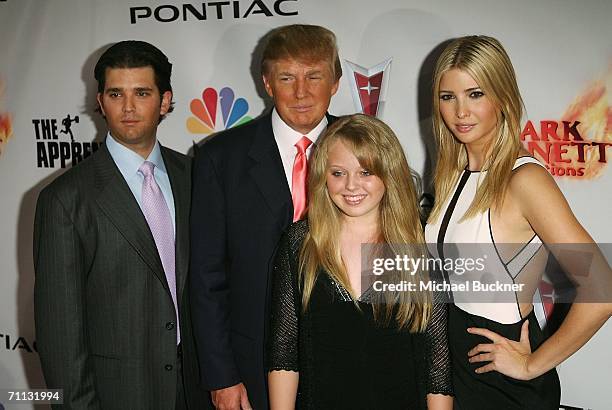 Donald Trump Jr., Donald Trump, Tiffany Trump and Ivanka Trump arrive at the Season Five Finale of "The Apprentice" at the California Market Center...