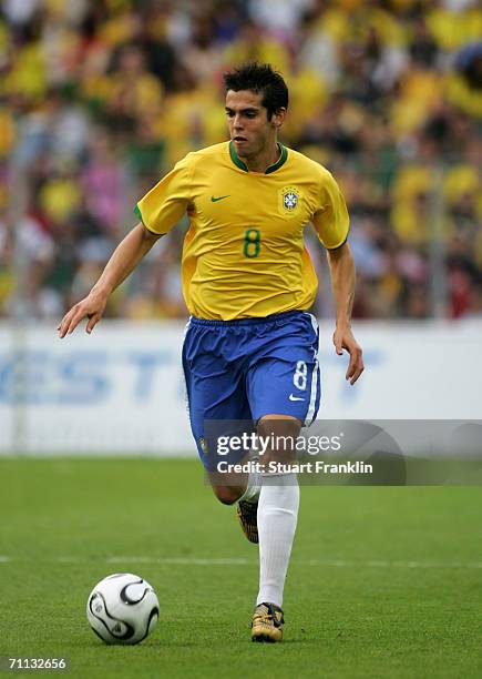 Kaka of Brazil in action during the international friendly match between Brazil and New Zealand at the Stadium de Geneva on June 4, 2006 in Geneva,...