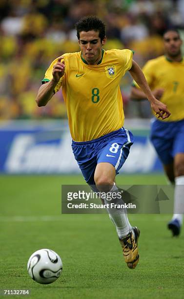 Kaka of Brazil in action during the international friendly match between Brazil and New Zealand at the Stadium de Geneva on June 4, 2006 in Geneva,...