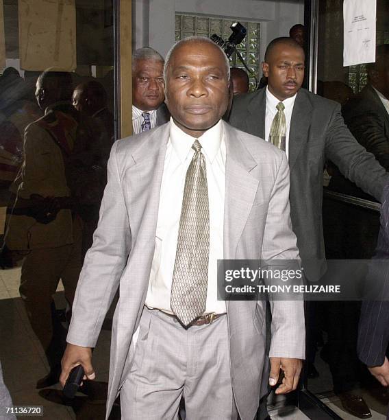 Port-au-Prince, HAITI: Haitian prime minister nominee Jacques Edouard Alexis arrives at the Haitian senate 06 June 2006 in Port-au-Prince. Alexis is...