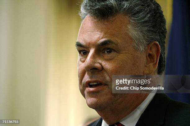 House of Representatives Homeland Security Committee Chairman Peter King speaks during a press conference to announce the introduction of the...