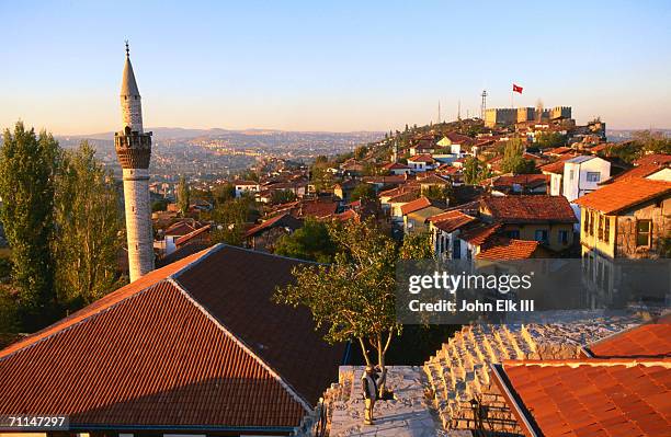 hisar (citadel) with ak kale (white fort), ankara, turkey - ankara stock-fotos und bilder