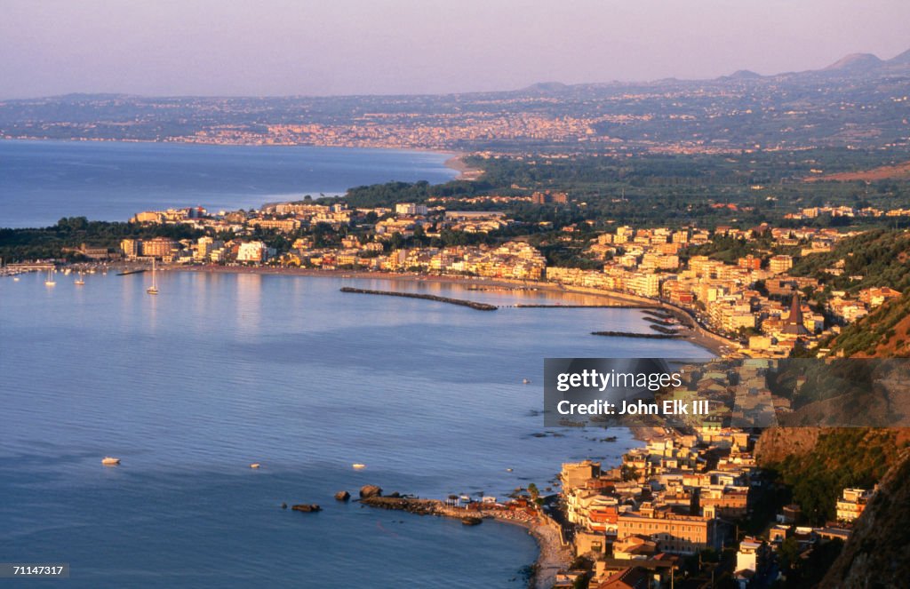 Seaside town from above, Giardini-Naxos, Italy