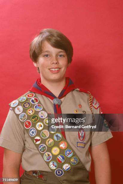America's one millionth Eagle Scout, Alexander Holsinger of Normal, Illinois, smiles proudly in his uniform bedecked by numerous merit badges and...