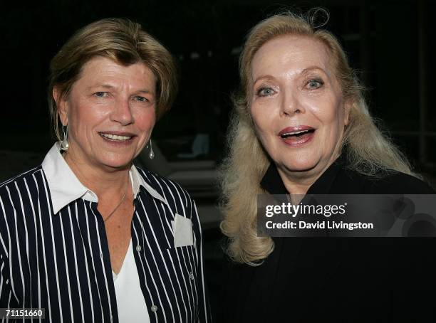 Actresses Jennifer Warren and Barbara Bain attend the Alliance of Women Directors' event "You've Come a Long Way Baby... Or Not" at a private...