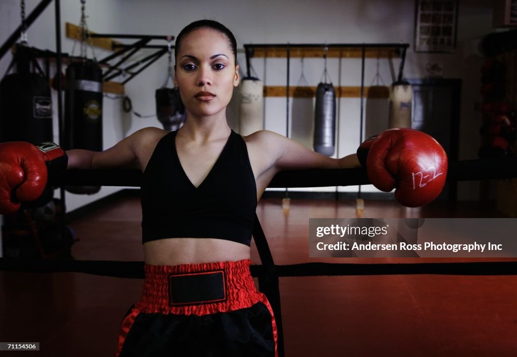 Female boxer ready to fight