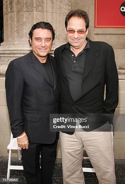 Actor Ian McShane and television producer David Milch attend the ceremony honoring Milch with a star on the Hollywood Walk of Fame on June 8, 2006 in...