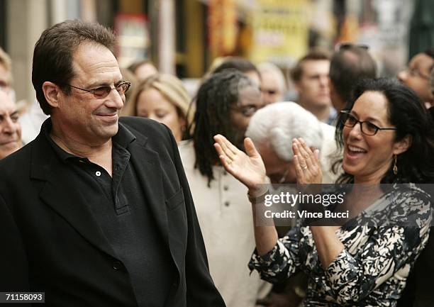 Television producer David Milch and wife Rita attend the ceremony honoring him with a star on the Hollywood Walk of Fame on June 8, 2006 in front of...