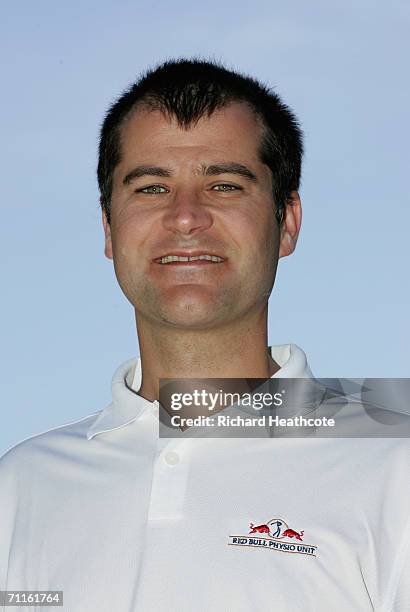 James Mackie from the European Tour Red Bull Physio Unit during the third round of The Celtic Manor Wales Open at The Celtic Manor Resort on June 3,...