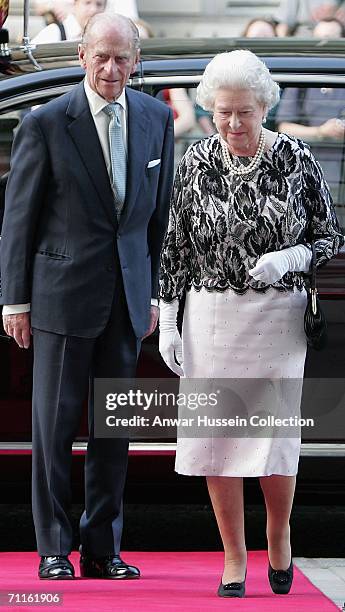 Queen Elizabeth II and The Duke of Edinburgh arrive at a Royal Gala at the Royal Opera House in London June 8 to celebrate her 80th birthday and the...