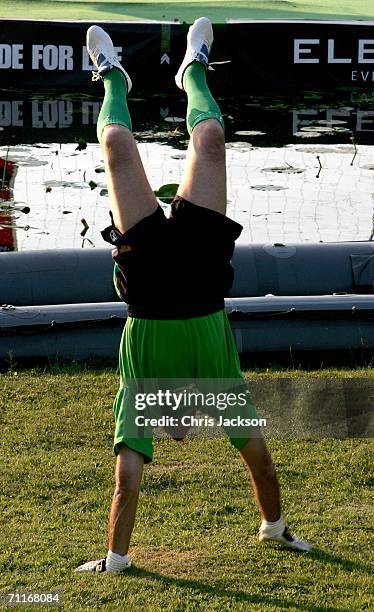 Bruce Grobbelaar takes part in a charity shoot out at the Silverstone Grand Prix Ball on June 9, 2006 in Stowe, England