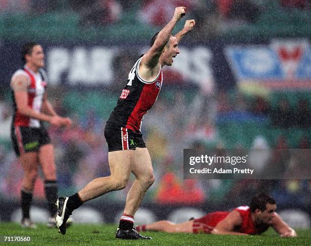 Stephen Milne of the Saints celebrates during the round 11 AFL match between the Sydney Swans and the St Kilda Saints at the Sydney Cricket Ground...