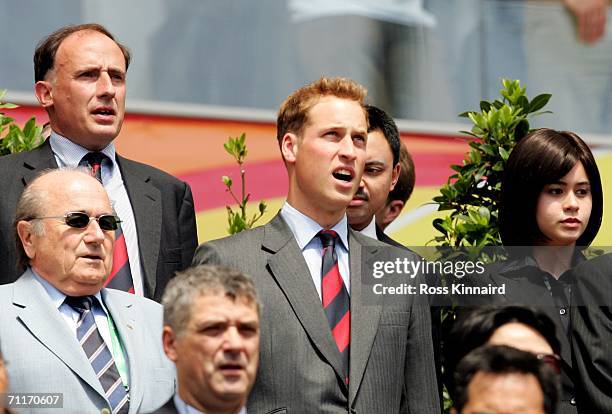 Prince William , President of the FA, sings the national anthem prior to England?s first FIFA World Cup Germany 2006 Group B match against Paraguay...