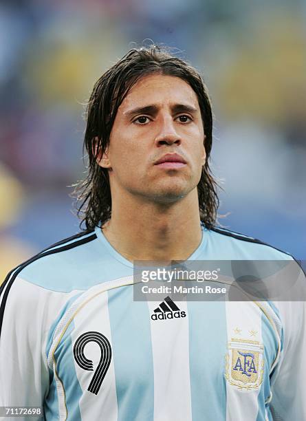 Hernan Crespo of Argentina lines up prior to the FIFA World Cup Germany 2006 Group C match between Argentina and Ivory Coast played at the Stadium...