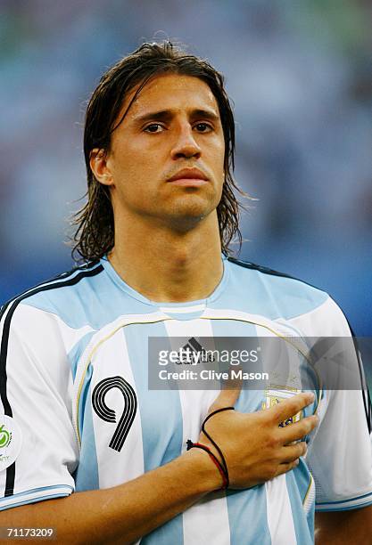 Hernan Crespo of Argentina lines up prior to the FIFA World Cup Germany 2006 Group C match between Argentina and Ivory Coast played at the Stadium...
