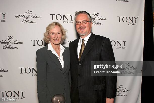 Actress Glenn Close poses with Vice President Waldorf-Astoria David Graydanus at The Tony Awards Honor Presenters And Nominees at the Waldorf Astoria...