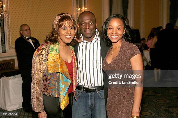 Actress Jennifer Holliday, actor Hinton Battle and actress Anika Noni Rose pose at The Tony Awards Honor Presenters And Nominees at the Waldorf...