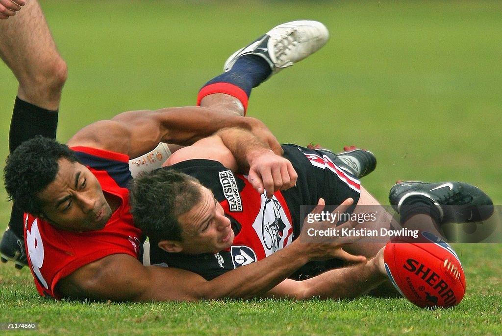 David Rodan David Rodan of the Tigers and Ash Roberts of the Dolphins in action ...