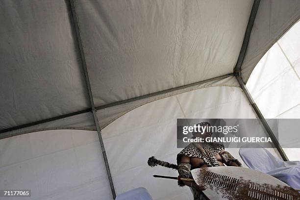 Former South African Deputy President Jacob Zuma stands in a marqui, 11 June 2006, ahead of the celebrations for the Bambatha rebellion centenary in...