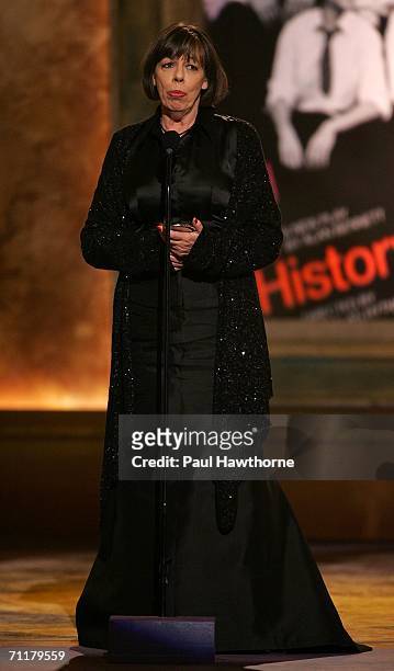 Actress Frances de la Tour, winner of the "Best Performance by a Featured Actress in a Play" appears onstage at the 60th Annual Tony Awards at Radio...