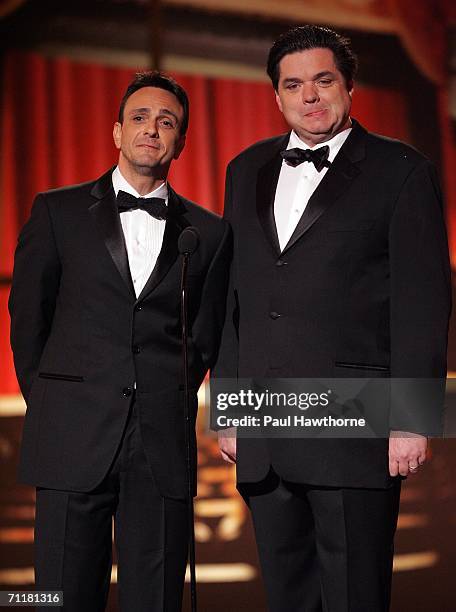 Presenters Hank Azaria and Oliver Platt onstage at the 60th Annual Tony Awards at Radio City Music Hall June 11, 2006 in New York City.