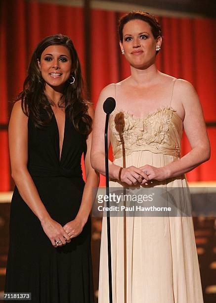 Presenters Jamie-Lynn Sigler and Molly Ringwald appear onstage at the 60th Annual Tony Awards at Radio City Music Hall June 11, 2006 in New York City.