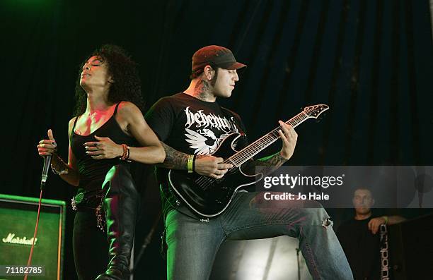 Jada Pinkett Smith of Wicked Wisdom peforms on stage on the second day of the Download Festival 2006 at Donington Park on June 10, 2006 in Castle...