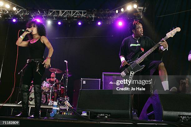 Jada Pinkett Smith of Wicked Wisdom peforms on stage on the second day of the Download Festival 2006 at Donington Park on June 10, 2006 in Castle...