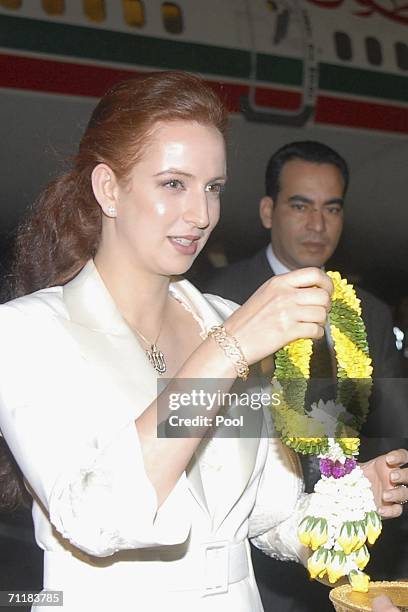 Princess Lalla Salma of Morocco arrives at Bangkok International Airport on June 11, 2006 in Bangkok. Royals from 25 contries will attend the...