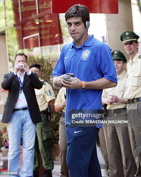 Brazilian football player Juninho Pernambucano leaves the hotel towards a training at the Olympic stadium in Berlin, 12 June 2006. Brazil will make...