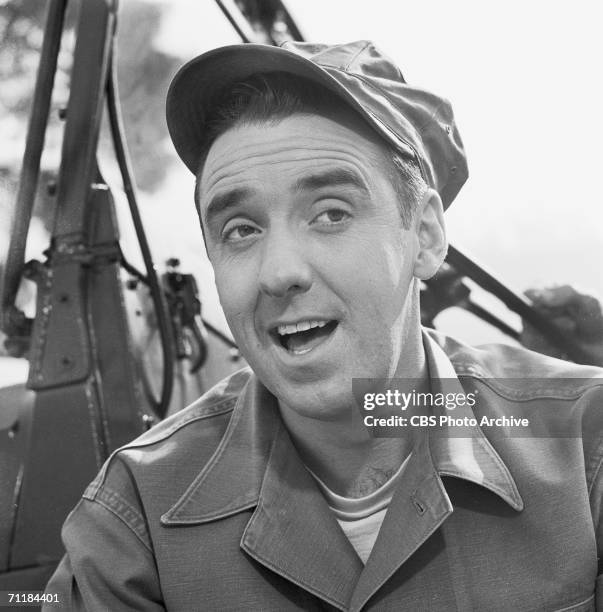 American actor Jim Nabors in an episode of the television comedy series 'Gomer Pyle, USMC' called 'Officer Candidate Gomer Pyle,' February 19, 1965.