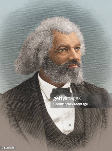 Colorized print shows a portrait of American statesman, editor, and author Frederick Douglass , late 1800s.