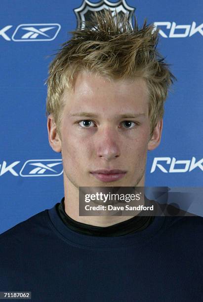 Jordan Staal poses for a portrait during the 2006 NHL Combine held at the Park Plazza Hotel in Toronto, Ontario, Canada.