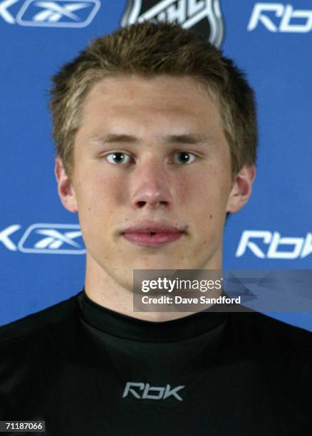 Erik Johnson poses for a portrait during the 2006 NHL Combine held at the Park Plazza Hotel in Toronto, Ontario, Canada.